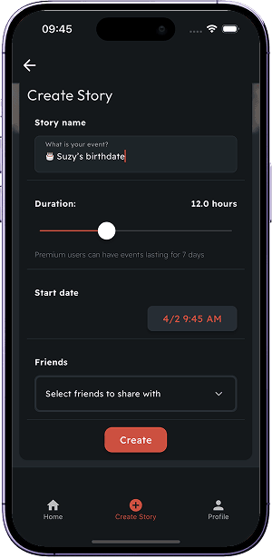 Create story - banner